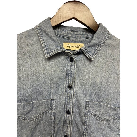 Madewell Women's Button Front Long Sleeve Cotton Denim Shirt Size Medium - Picture 3 of 9